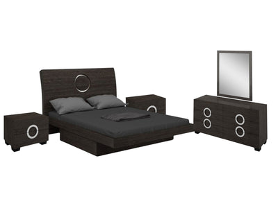 Four Piece Gray Solid Wood Bedroom Set With Mirror