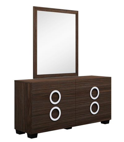 Four Piece Wood Brown Solid Wood Bedroom Set With Mirror