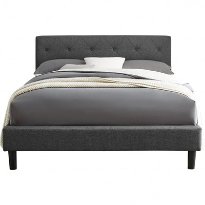 Grey Queen Platform Bed with Two Nightstands