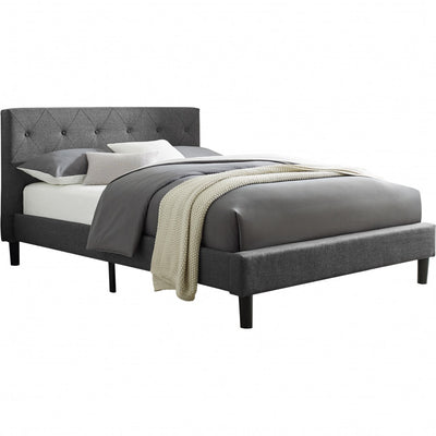 Grey Queen Platform Bed with Two Nightstands