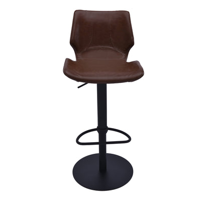 21" Coffee And Black Faux Leather And Iron Swivel Low Back Adjustable Height Bar Chair