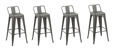 Set of Four 26" Dark Gray Metal Low Back Counter Height Bar Chairs