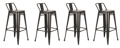 Set of Four 26" Black Metal Low Back Counter Height Bar Chairs