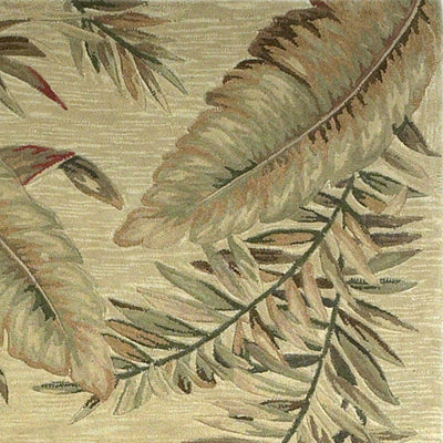 10' Ivory Hand Tufted Tropical Leaves Indoor Runner Rug